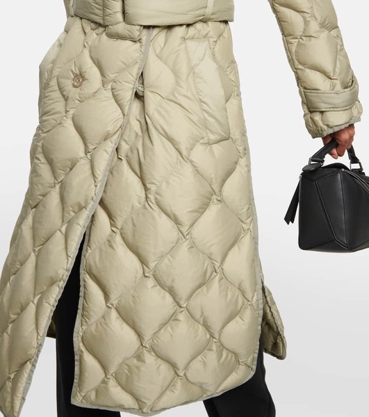 Quilted down trench coat