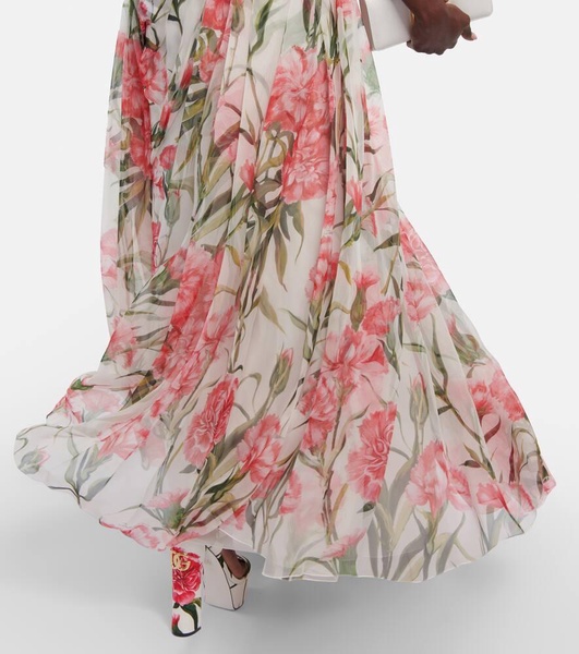 Floral halter-neck silk gown