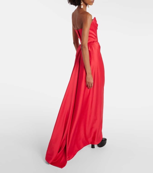 Off-shoulder satin gown