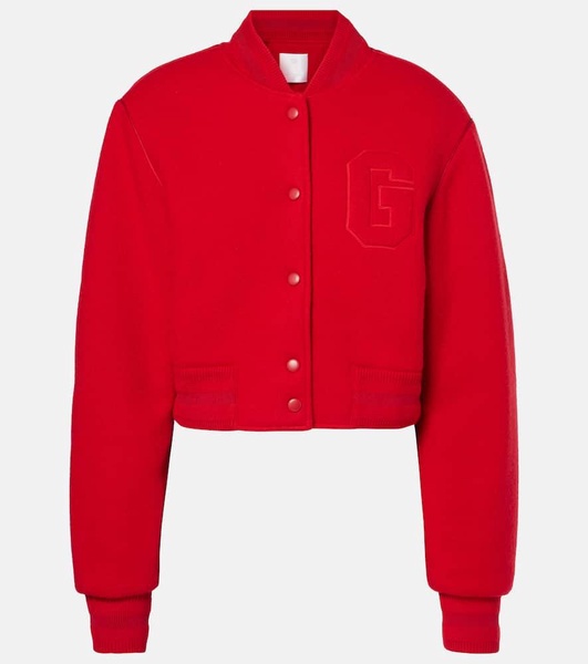 Cropped wool varsity jacket