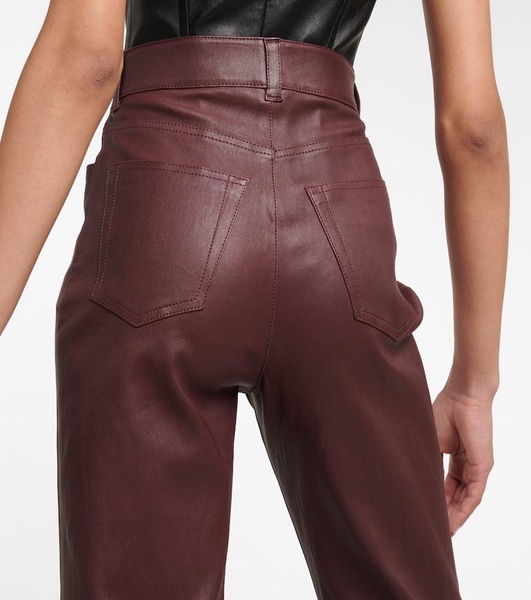 Terry high-rise straight leather pants