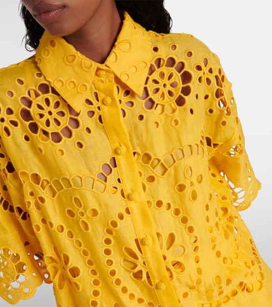 Pop broderie anglaise linen shirt