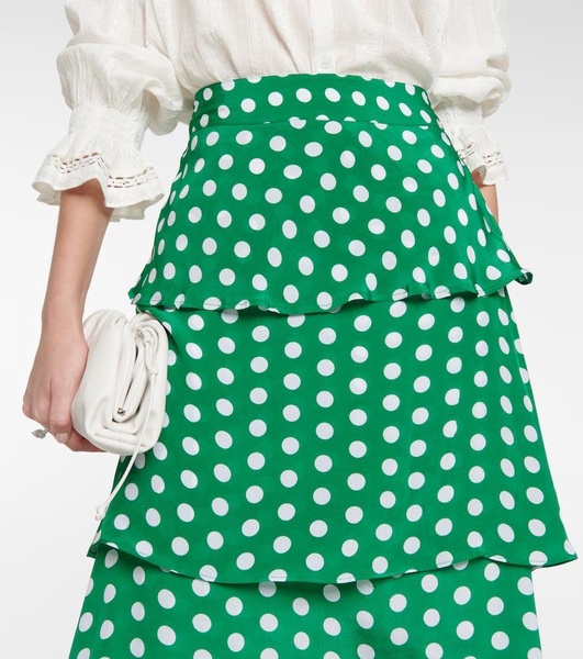 Frieda tiered polka-dot chiffon skirt