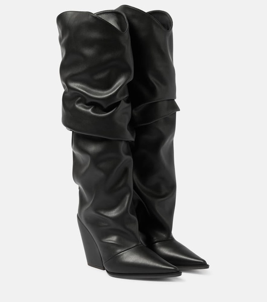 Faux leather knee-high boots