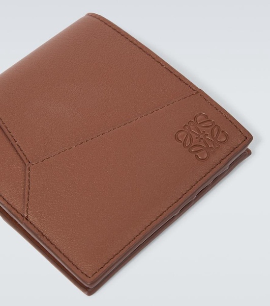 Puzzle leather bifold wallet