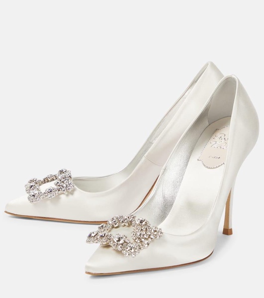 Flower Strass 100 satin pumps