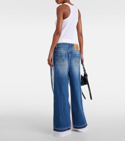 Paneled mid-rise wide-leg jeans