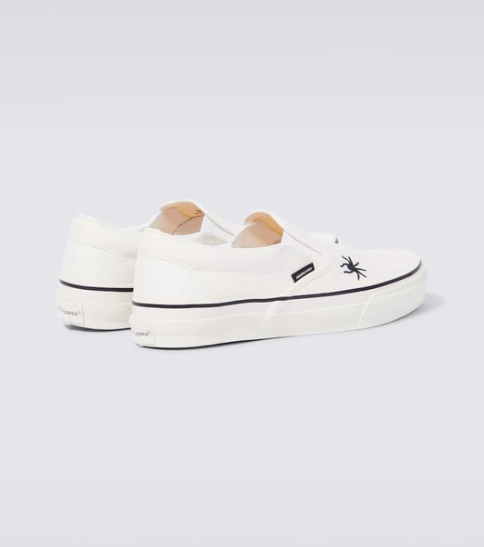 Embroidered cotton canvas slip-on shoes