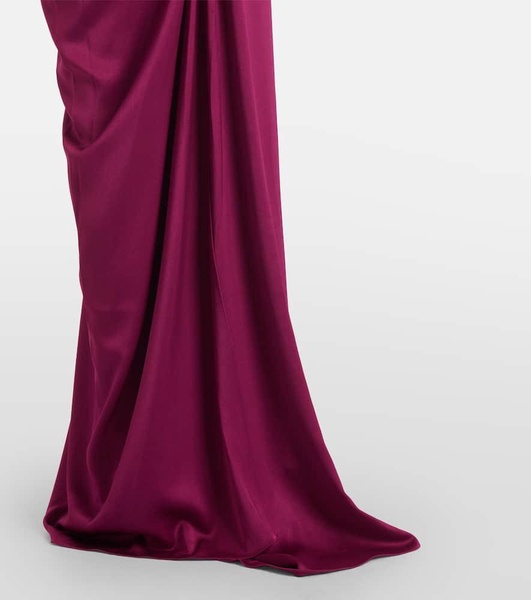 Draped satin crêpe bustier gown