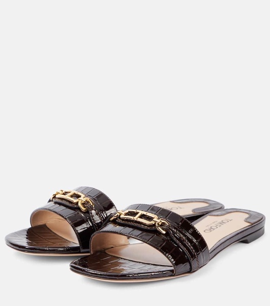 Whitney croc-effect leather slides