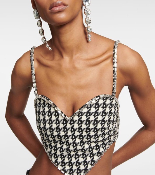 Embellished checked crop top