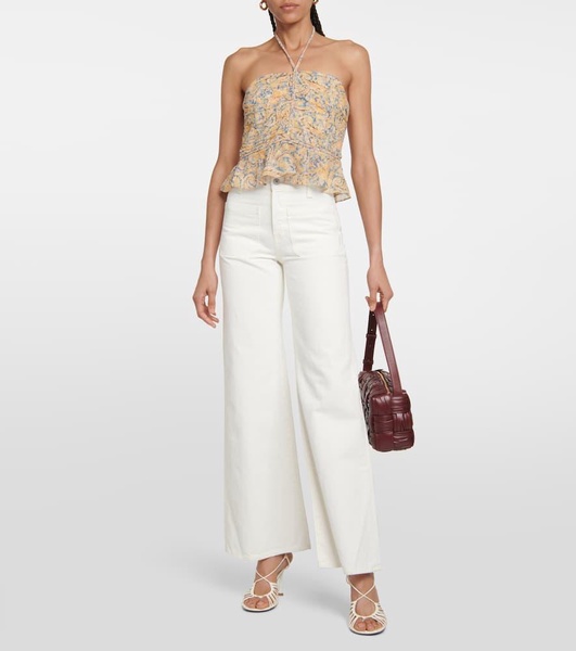 Paisley halter-neck silk top