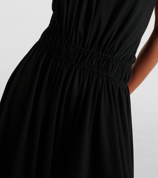 Gathered asymmetric cotton jersey midi dress