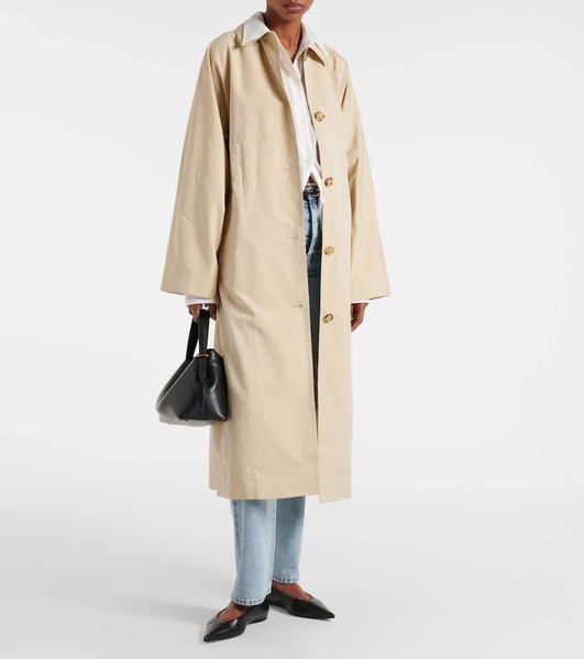 Belted cotton and silk trench coat