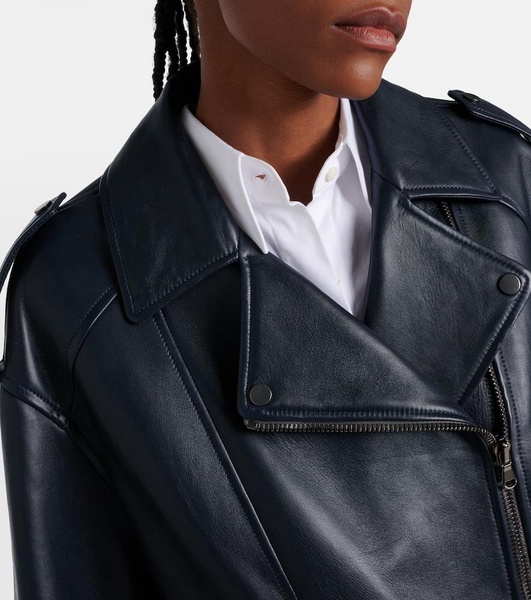 Oversized leather biker jacket