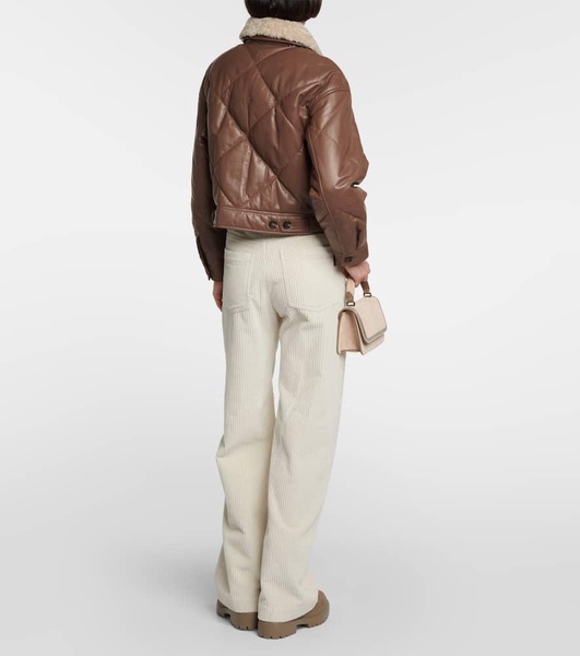 Shearling-trimmed leather jacket