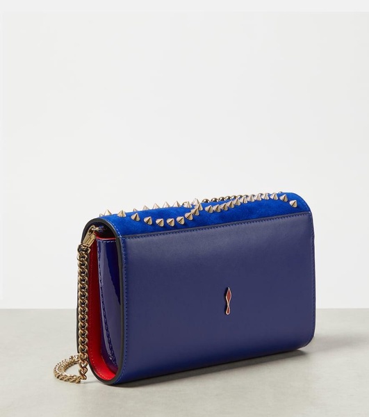 Paloma embellished suede and leather clutch