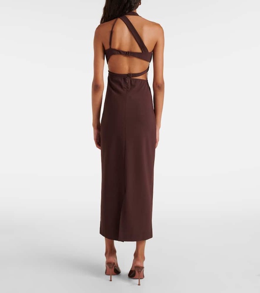 Asymmetric silk midi dress