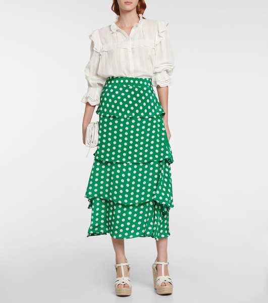 Frieda tiered polka-dot chiffon skirt