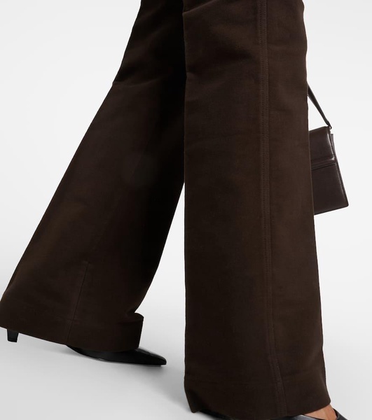 High-rise velour straight pants 