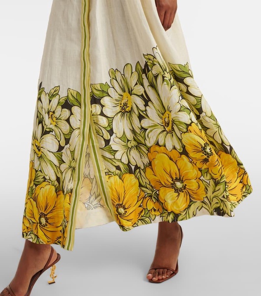 Gisela floral-print linen maxi shirt dress 