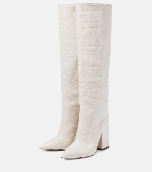 Anja croc-effect leather knee-high boots