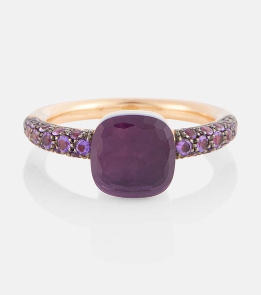 Nudo Petit 18kt rose and white gold ring with amethyst and jade