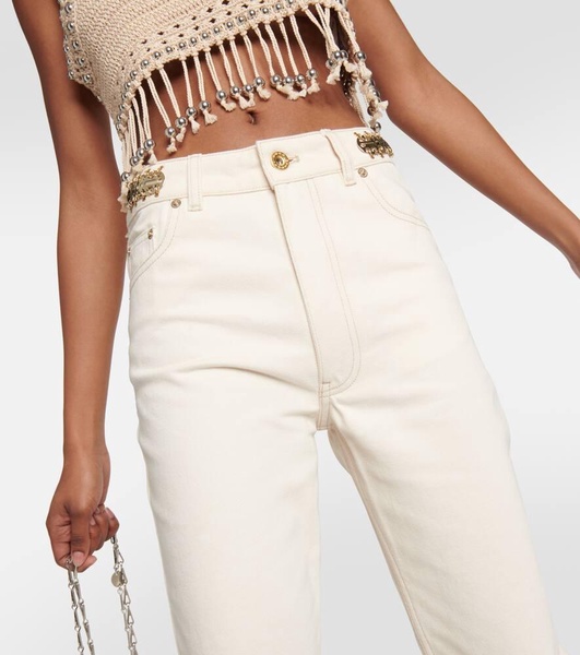 Embellished high-rise flared jeans