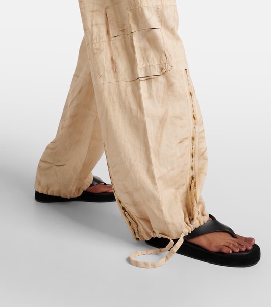 Trompe l'oeil linen and cotton cargo pants