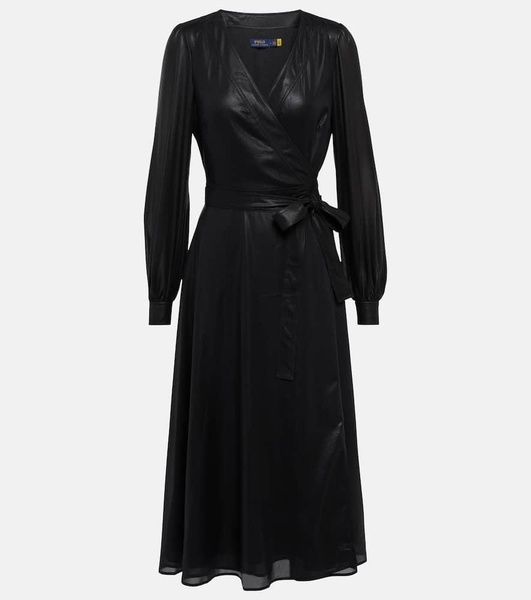 Lamé wrap midi dress