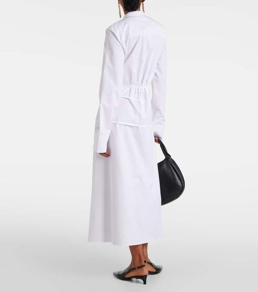 Pleated cotton shirt dress