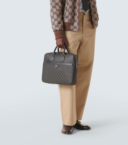 GG Supreme leather-trimmed briefcase