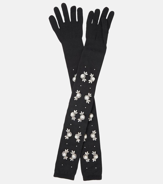 Embellished knit gloves