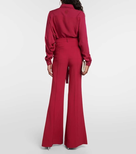 High-rise crêpe flared pants