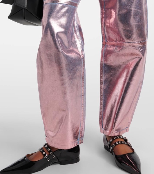 Metallic barrel-leg jeans