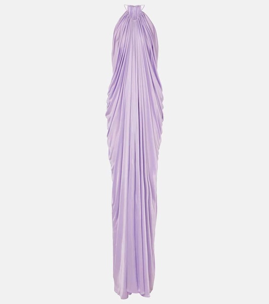 Draped halterneck jersey gown