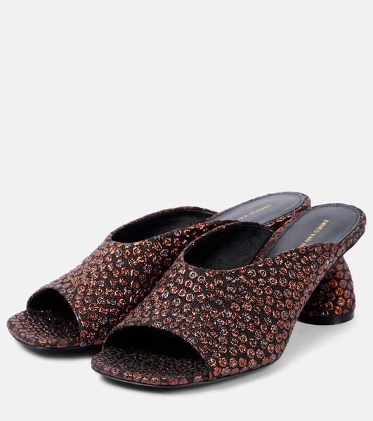 Jacquard canvas mules