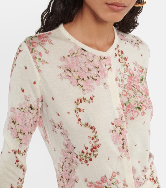 Floral cashmere and silk cardigan