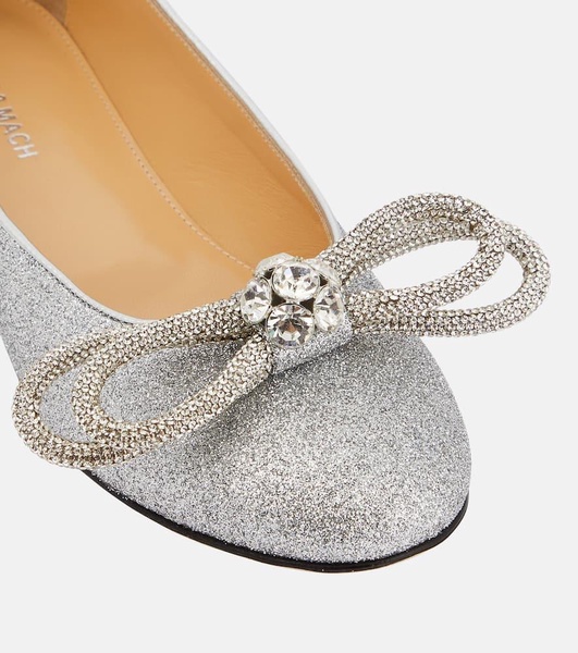 Double Bow embellished ballet flats