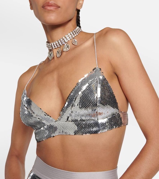 Sequin-embellished bra top