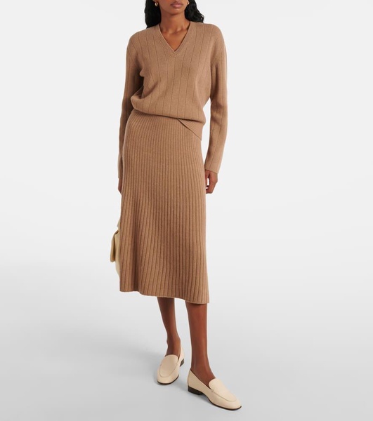 Cervatto ribbed-knit cashmere midi skirt