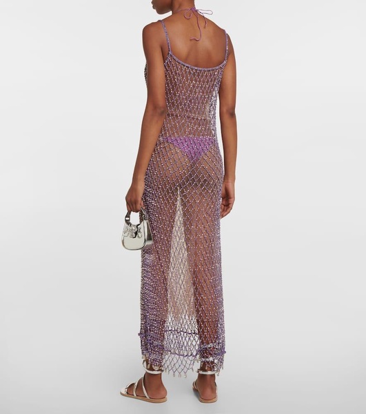 Beaded fishnet midi dress