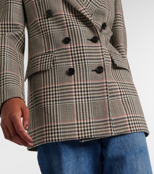 Double-breasted checked wool blazer