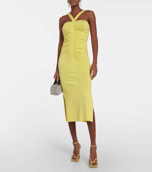 Darya ruched ribbed-knit midi dress