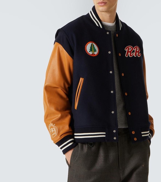 x Twin Peaks® leather-trimmed varsity jacket