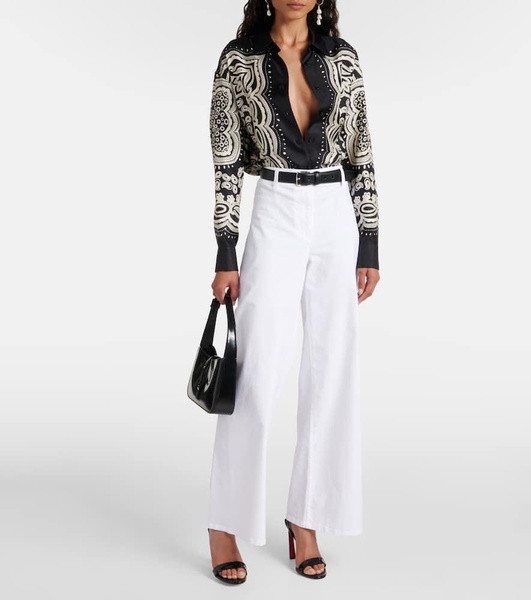 Megan cotton twill wide-leg pants