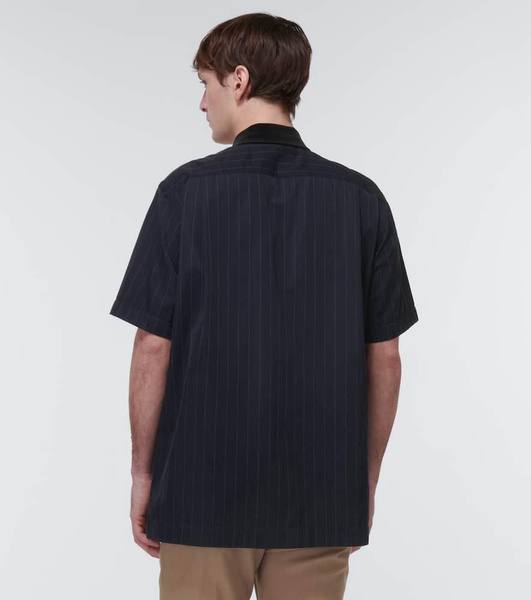 Striped twill bowling shirt