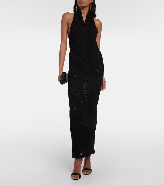 Halterneck cotton jersey gown