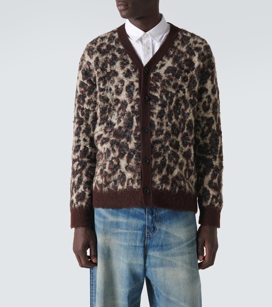 Leopard-print jacquard cardigan