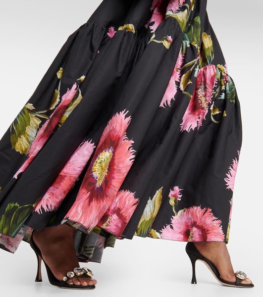 Off-shoulder floral cotton maxi dress